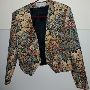 Needlepoint Floral Dressy Suit Jacket Blazer
